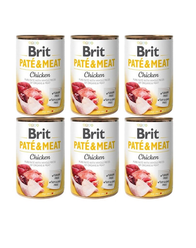 BRIT Pate&Meat chicken 6x400 g Hühnerpastete für Hunde