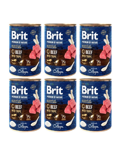 BRIT Premium by Nature Beef and Trips 6x400 g Rind und Innereien, natürliches Hundefutter