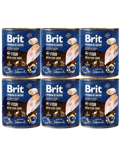 BRIT Premium by Nature Fish&Fish Skin 6x800 g Fisch und Fischhaut natürliches Hundefutter