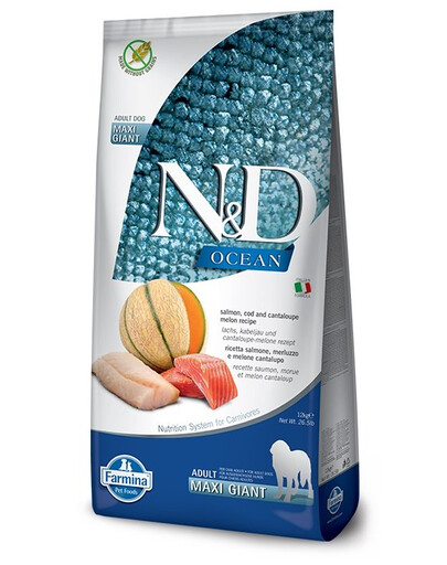 FARMINA N&D Ocean Dog Adult Giant Maxi Lachs, Kabeljau, & Melone 12 kg