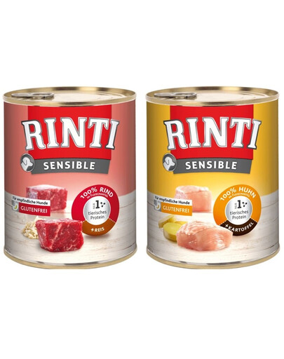 RINTI Sensible Rind mit Reis 6x800 g + Huhn mit Kartoffeln 6x800 g