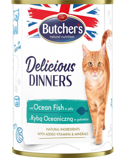 BUTCHER'S Delicious Dinners, Nassfutter mit Meeresfisch in Gelee 12x400g