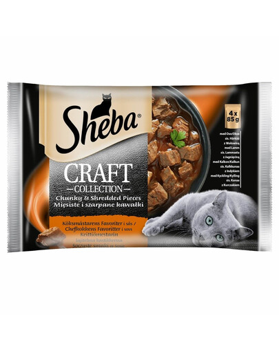 SHEBA Juicy Flavours 52x85g Katzennassfutter in Sauce (Rind, Lamm, Truthahn, Huhn)