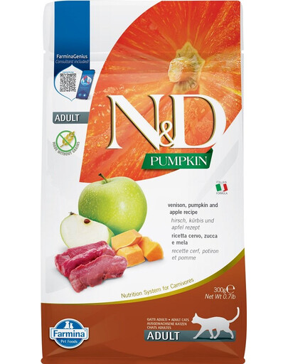 FARMINA N&D Pumpkin Adult Cat Venison&Apple 300 g Hirsch, Kürbis und Apfel für ausgewachsene Katzen