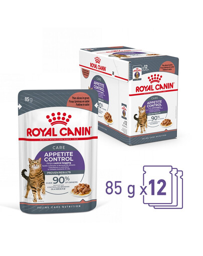 ROYAL CANIN Appetite Control Gravy 12x85 g Nassfutter für ausgewachsene Katzen mit übermäßigem Appetit