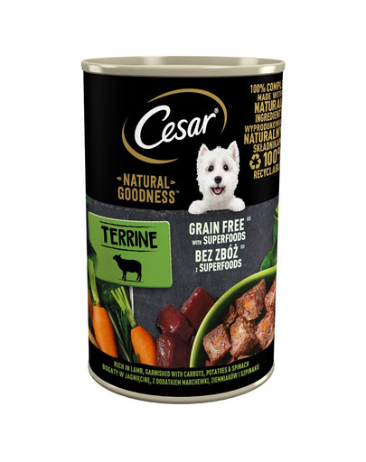 CESAR Natural Goodness in Terrine 400g reich an Lammfleisch mit Karotten, Kartoffeln und Spinat