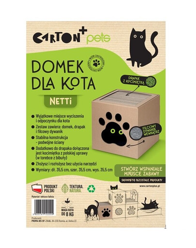 CARTON+ PETS Katzenhaus mit Kratzbaum Netti