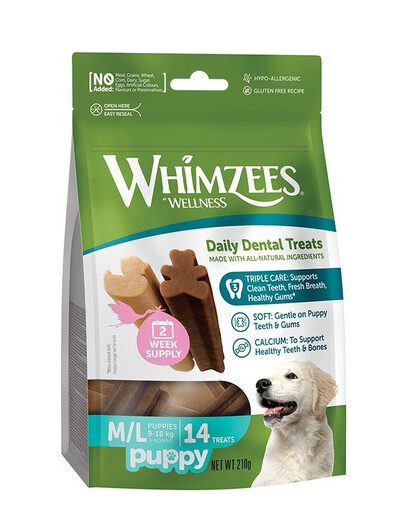 WHIMZEES Puppy M/L Dentalkauartikel für Welpen 14 Stück
