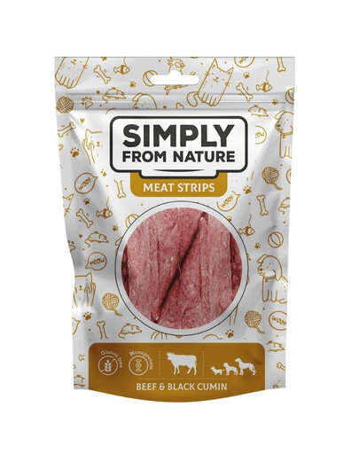 SIMPLY FROM NATURE Meat Strips Streifen mit Rindfleisch und Schwarzkümmel für Hunde 80 g