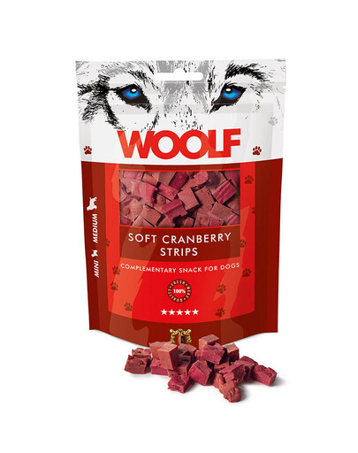 WOOLF Soft Cranberry Strips 100g weiche Streifen mit Preiselbeeren