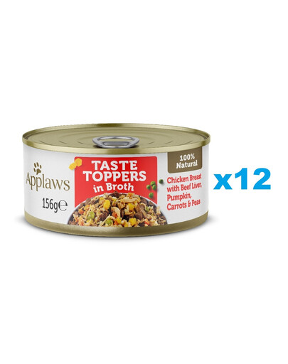 APPLAWS Taste Toppers Hähnchenbrust, Rinderleber, Kürbis in Brühe 12x 156 g