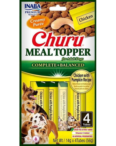 INABA Dog Meal Topper Chicken Pumpkin 4x14 g cremiger Zusatz von Huhn und Kürbis für Hundefutter