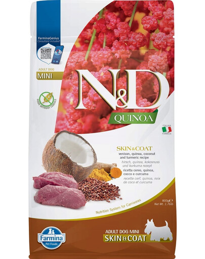 FARMINA N&D Quinoa Skin & Coat Venison Mini für Hunde kleiner Rassen, 800 g