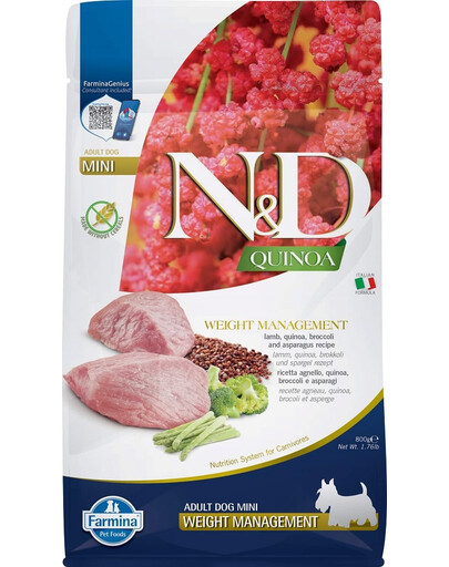 FARMINA N&D Quinoa Weight Management Lamb & Broccoli Mini 800 g