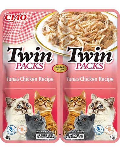 INABA Twin Thunfisch mit Huhn in Brühe für Katzen 2x40 g