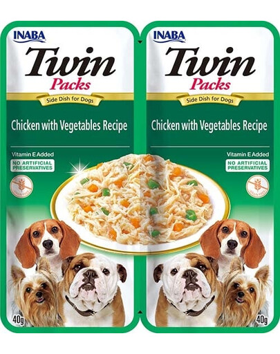 INABA Dog Twin Huhn, Gemüse in Brühe für Hunde 2x40 g