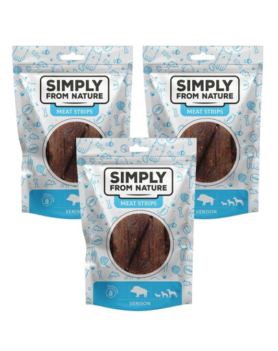 SIMPLY FROM NATURE Meat Strips Wild für Hunde 3x80 g