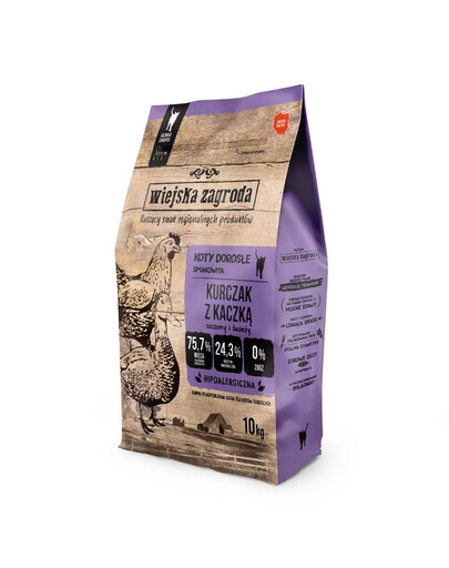 WIEJSKA ZAGRODA Huhn mit Ente für Katzen 10 kg