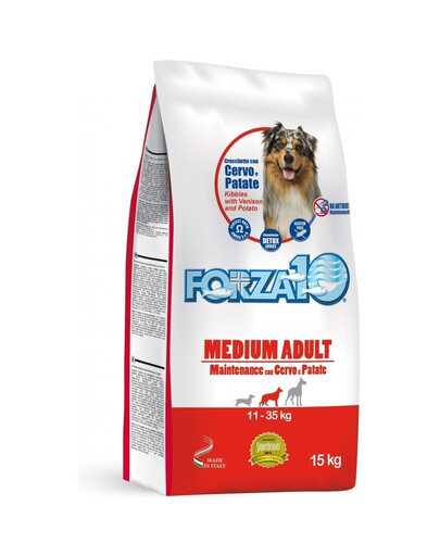 FORZA10 Medium Maintenance mit Hirschen und Kartoffeln Trockenfutter für ausgewachsene mittelgroße Hunde 15 kg