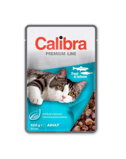 CALIBRA Cat Premium Line Adult Trout&Salmon 100 g mit Forelle und Lachs für Katzen