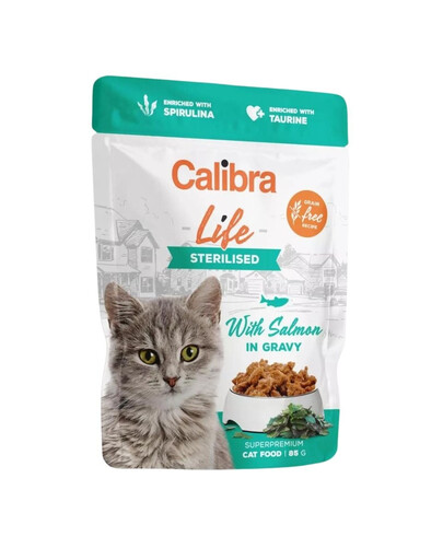 CALIBRA Cat Life Pouch Sterilised Salmon in gravy 85 g Lachs in Soße für sterilisierte Katzen