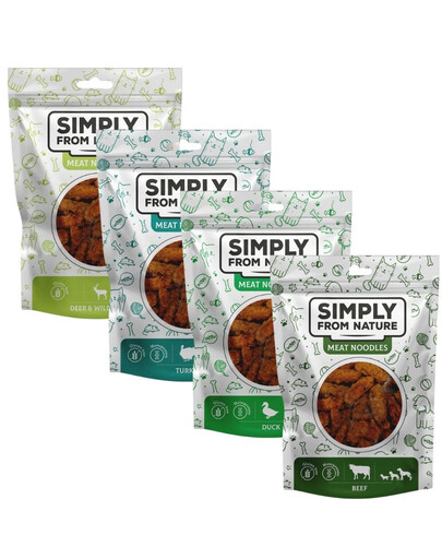SIMPLY FROM NATURE Fleischnudeln Gemischte Geschmacksrichtungen für Hunde 4x80 g