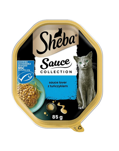 SHEBA Sauce Collection 85 g Nassfutter mit Thunfisch in Soße für adulte Katzen