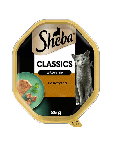 SHEBA Classics 85 g:  Nassvollnahrung für adulte Katzen mit Wildfleisch in Terrine