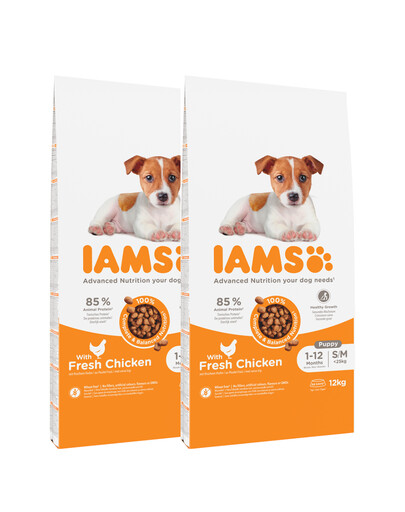 AMS for Vitality für Welpen kleiner und mittelgroßer Rassen mit frischem Huhn 24 kg (2 x 12 kg)