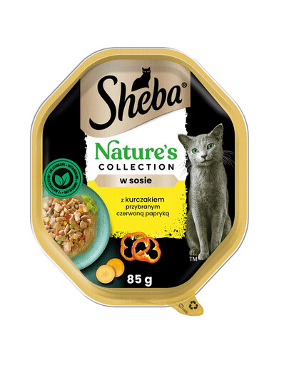 SHEBA Nature's Collection 85 g: Nassvollnahrung für adulte Katzen mit Huhn und Paprika in Sauce