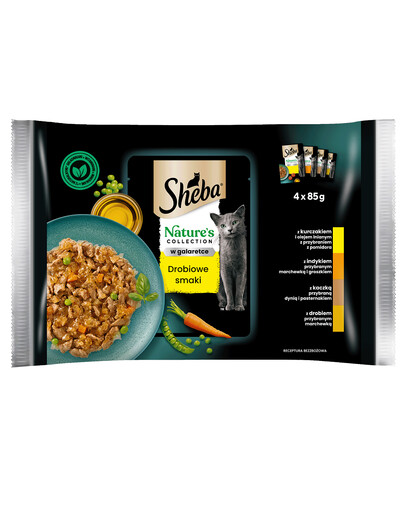 SHEBA Nature’s Collection 4x 85g: Nassvollnehrung für adulte Katzen mit Huhn, Pute und Ente in Gelee