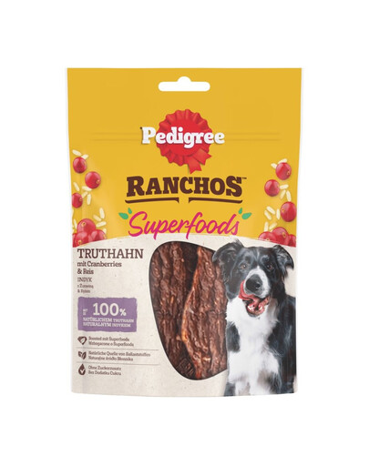PEDIGREE RANCHOS Superfoods 70g : Leckerlis mit Truthahn, Cranberries und Reis