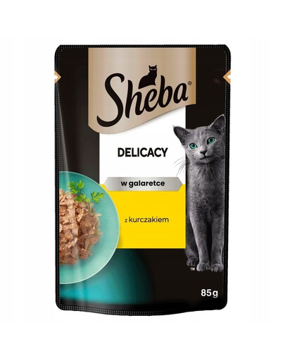 SHEBA Delicacy 85g :Nassvollnahrung für adulte Katzen mit Hühnerstücken in Gelee