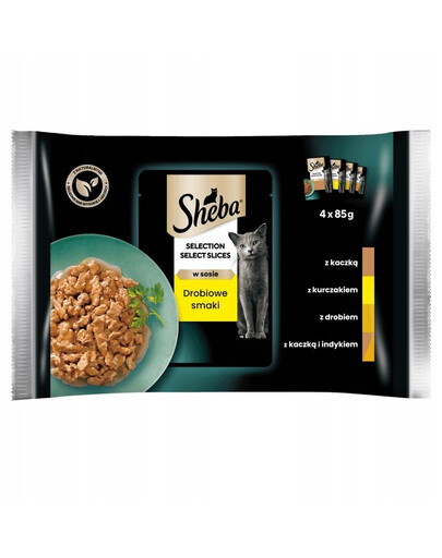 SHEBA Selection Select Slices 4x85g: Nassfutter mit Ente, Huhn, Geflügel, Ente und Truthahn für Katzen