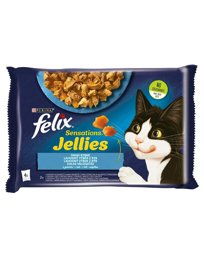 FELIX Sensations Gelees Geschmacksvielfalt aus dem Wasser (Lachs & Garnelengeschmack, Seelachs & Tomate) 48x85g