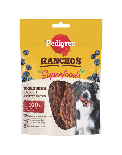 PEDIGREE Ranchos Superfoods mit Rindfleisch, Blaubeeren und Vollkorn 70g