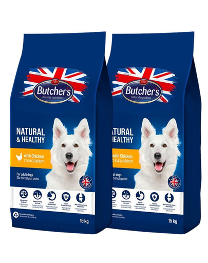 BUTCHER'S Natural&Healthy Hundetrockenfutter mit Huhn 30 kg (2 x 15 kg)