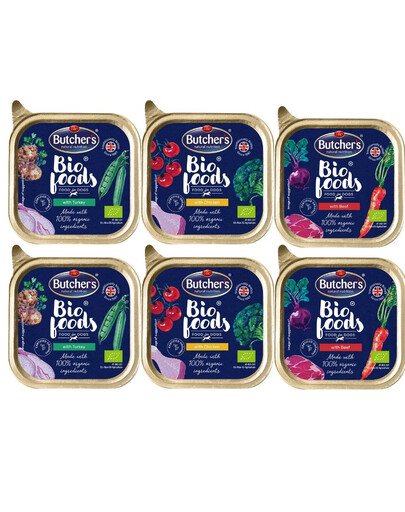 BUTCHER'S BIO foods Mix: Putenpastete, Rindpastete, Hühnerpastete 6x150g