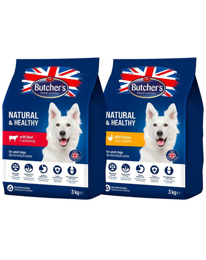 BUTCHER'S Natural&Healthy Mix Hundetrockenfutter mit Huhn und Rind 2 x 10 kg