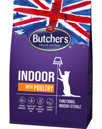 BUTCHER'S Functional Cat Dry Indoor für Wohnungskatzen mit Geflügel 800 g