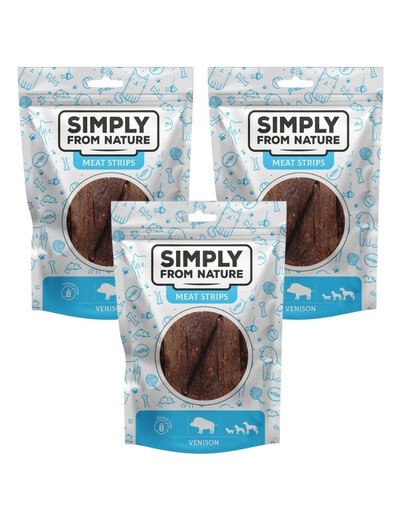 SIMPLY FROM NATURE Meat Strips Wild für Hunde 3x80 g