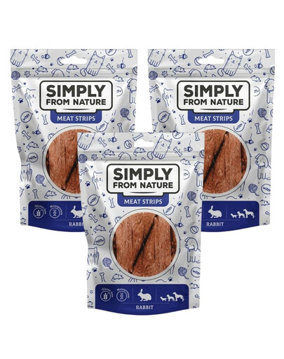 SIMPLY FROM NATURE Meat Strips Kaninchen für Hunde 3x80 g