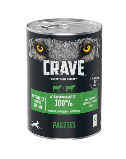 CRAVE Lamm- und Rinderpastete (getreidefreies Nassfutter für ausgewachsene Hunde) 400g