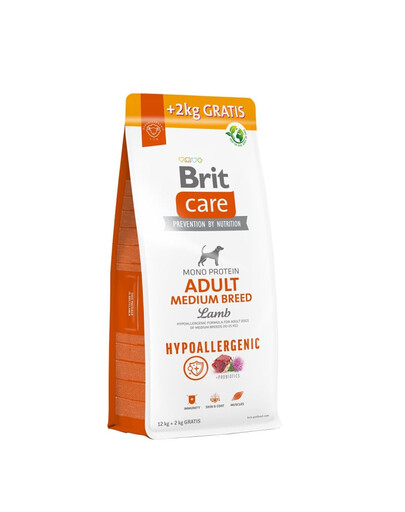 BRIT Care Hypoallergenic Adult Medium Breed mit Lammfleisch 12+2 kg