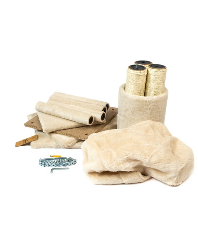 KATIDO Katzenkratzbaum mit Tunnel 92 cm beige