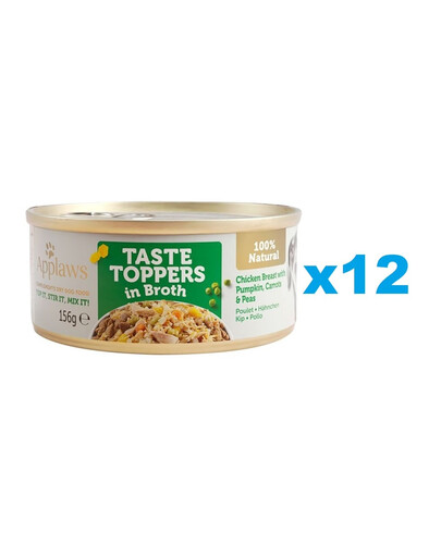 APPLAWS Taste Toppers Hähnchenbrust, Kürbis, Erbsen in Brühe 12x 156 g