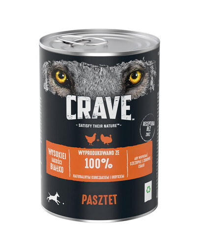 CRAVE Hühner- und Truthahnpastete (getreidefreies Nassfutter für ausgewachsene Hunde) 400 g