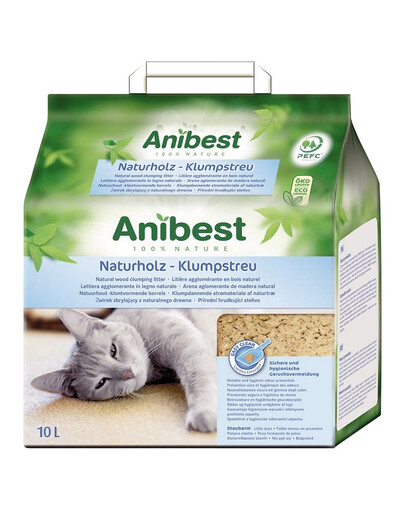 JRS Cat’s Best Anibest ECO natürliche klumpende Holzstreu 10 l (4,5 kg)