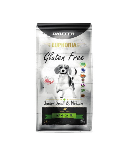 BIOFEED EUPHORIA Gluten Free mit Lammfleisch für kleine und mittelgroße Welpen 2 kg