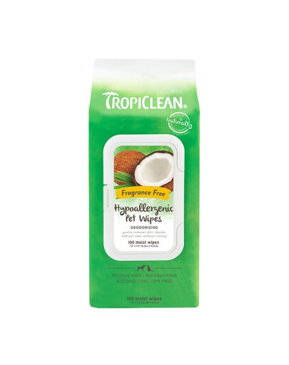 TROPICLEAN Hypoallergenic Wipes 100 pcs